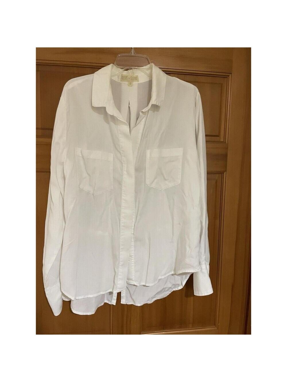 Women’s Olive +Sloane White Long Sleeve Oversized Shirt / Tunic X-Large blouse